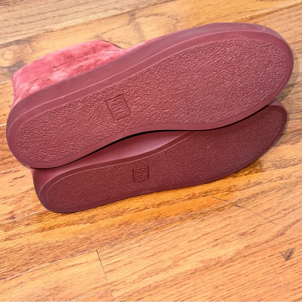 Frye Women's Leather Ankle Burgundy Suede Zip Sneakers Boots Size 7.5